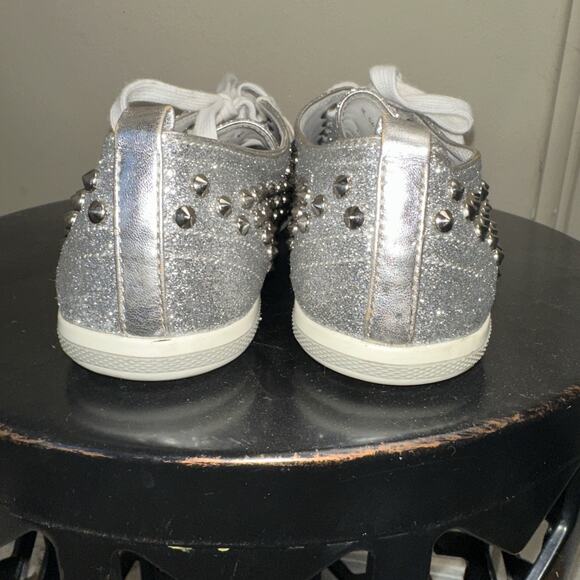 Prada Silver Glitter Studded Low Top Sneakers EU 40 - Picture 7 of 16